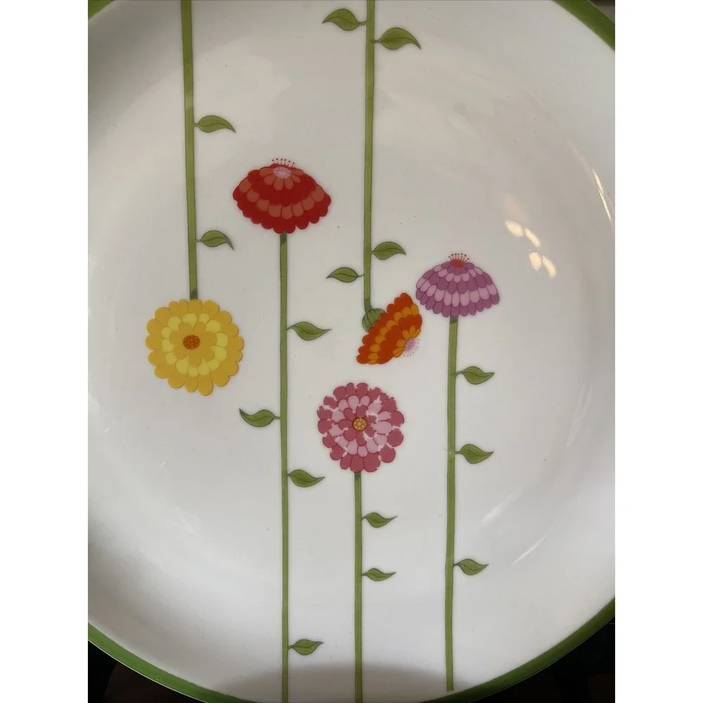 Vintage Midcentury Mod MCM Denby Contrariwise‎ 70s Floral Dinner Plates Set of 4